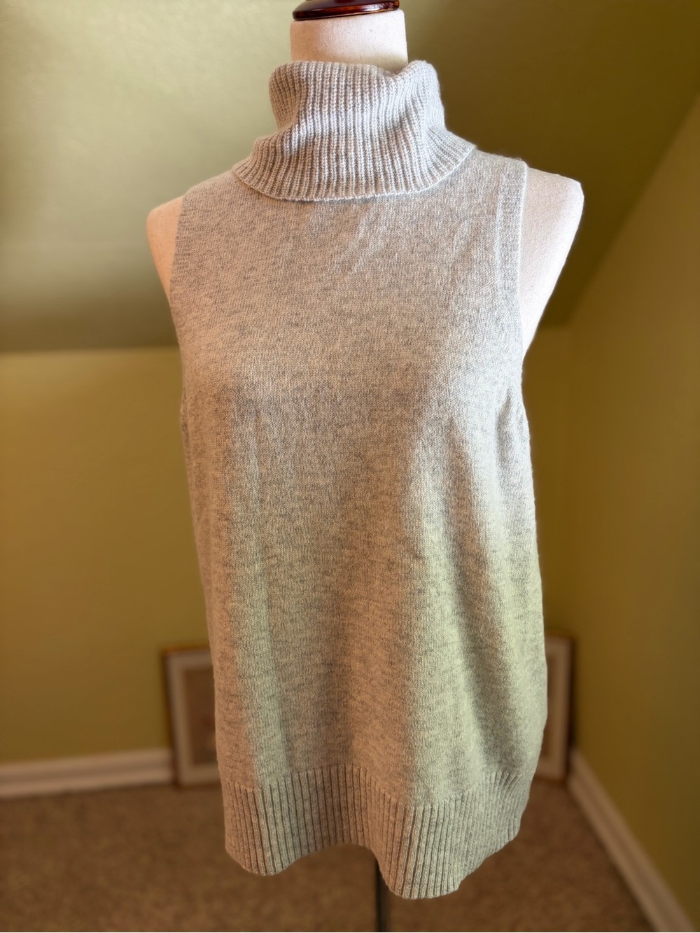 Madewell Hallowell Wool Blend Turtleneck Sweater Tank Gray 2X